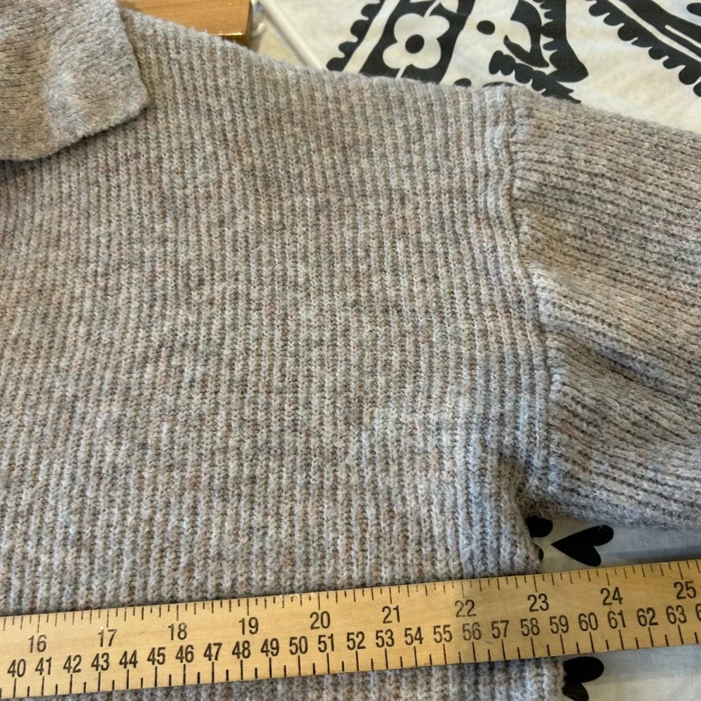 Women‎ Sweater Knit Collared Pullover Long Sleeve Blush Beige Size M Soft Cozy